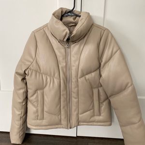 Abercrombie vegan leather puffer jacket